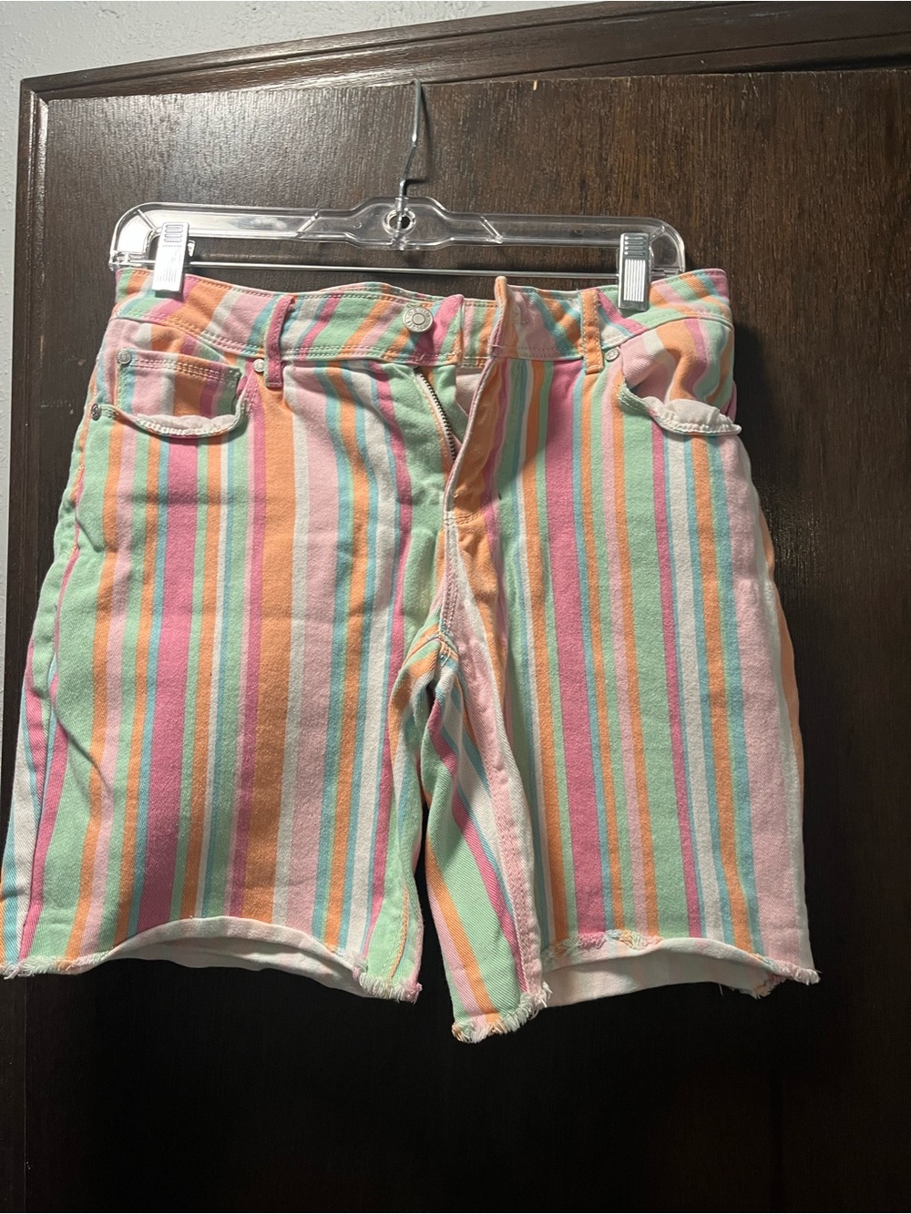 Pastel Stripe High-Rise Women's Bermuda Shorts